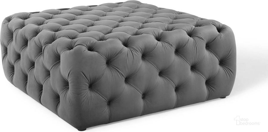 The appearance of Anthem Gray Tufted Button Large Square Performance Velvet Ottoman designed by Modway in the modern / contemporary interior design. This gray piece of furniture  was selected by 1StopBedrooms from Anthem Collection to add a touch of cosiness and style into your home. Sku: EEI-3774-GRY. Product Type: Ottoman. Material: MDF. Image1