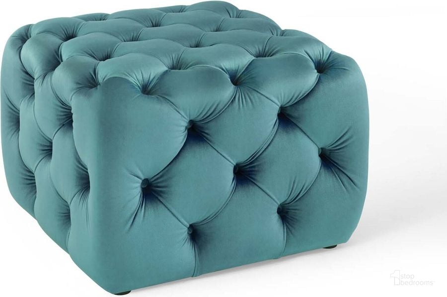 The appearance of Anthem Sea Blue Tufted Button Square Performance Velvet Ottoman designed by Modway in the modern / contemporary interior design. This sea blue piece of furniture  was selected by 1StopBedrooms from Anthem Collection to add a touch of cosiness and style into your home. Sku: EEI-3776-SEA. Product Type: Ottoman. Material: MDF. Image1