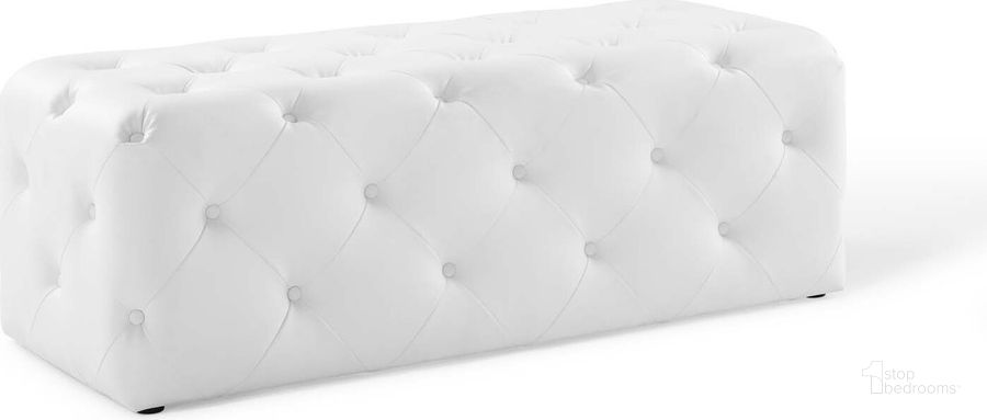 The appearance of Anthem White 48 Inch Tufted Button Entryway Faux Leather Bench designed by Modway in the modern / contemporary interior design. This white piece of furniture  was selected by 1StopBedrooms from Anthem Collection to add a touch of cosiness and style into your home. Sku: EEI-3767-WHI. Product Type: Bench. Material: MDF. Image1