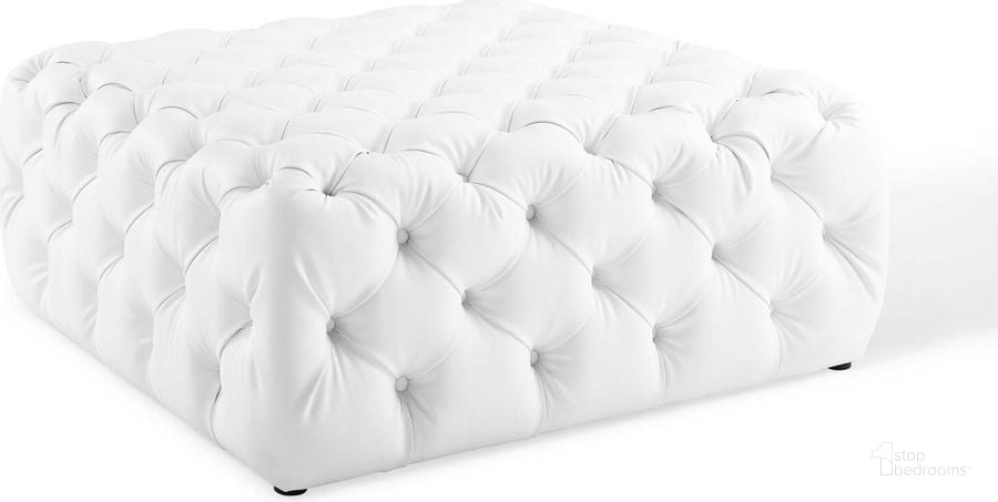 The appearance of Anthem White Tufted Button Large Square Faux Leather Ottoman designed by Modway in the modern / contemporary interior design. This white piece of furniture  was selected by 1StopBedrooms from Anthem Collection to add a touch of cosiness and style into your home. Sku: EEI-3773-WHI. Product Type: Ottoman. Material: MDF. Image1