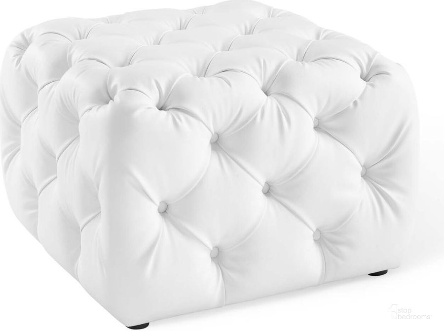 The appearance of Anthem White Tufted Button Square Faux Leather Ottoman designed by Modway in the modern / contemporary interior design. This white piece of furniture  was selected by 1StopBedrooms from Anthem Collection to add a touch of cosiness and style into your home. Sku: EEI-3775-WHI. Product Type: Ottoman. Material: MDF. Image1