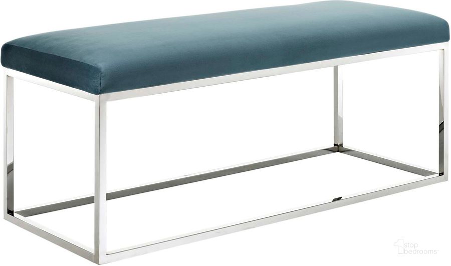 The appearance of Anticipate Sea Blue Performance Velvet Bench designed by Modway in the modern / contemporary interior design. This sea blue piece of furniture  was selected by 1StopBedrooms from Anticipate Collection to add a touch of cosiness and style into your home. Sku: EEI-2869-SLV-SEA. Material: Wood. Product Type: Bench. Image1