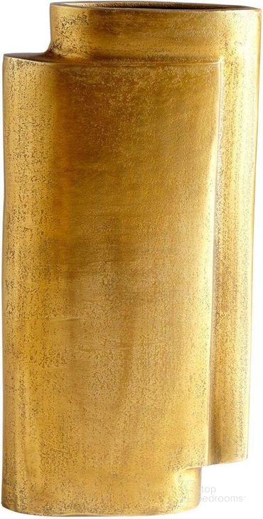 The appearance of Antique Brass Large A Step Up Vase designed by Cyan Design in the modern / contemporary interior design. This gold piece of furniture  was selected by 1StopBedrooms from  to add a touch of cosiness and style into your home. Sku: 08952. Material: Aluminum. Product Type: Vase.