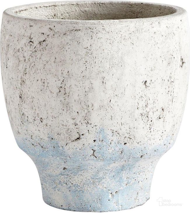 The appearance of Antique White Blue Accents Medium Venice Planter designed by Cyan Design in the modern / contemporary interior design. This blue piece of furniture  was selected by 1StopBedrooms from  to add a touch of cosiness and style into your home. Sku: 09609. Product Type: Planter. Material: Cement.