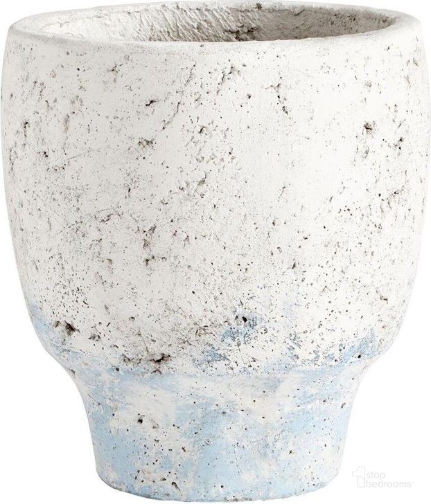 The appearance of Antique White Blue Accents Small Venice Planter designed by Cyan Design in the modern / contemporary interior design. This blue piece of furniture  was selected by 1StopBedrooms from  to add a touch of cosiness and style into your home. Sku: 09608. Product Type: Planter. Material: Cement.