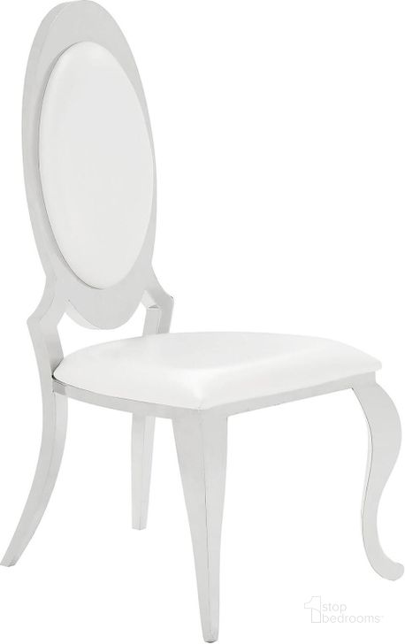 The appearance of Antoine Chrome Dining Chair Set of 2 designed by Coaster in the modern / contemporary interior design. This cream piece of furniture  was selected by 1StopBedrooms from Antoine Collection to add a touch of cosiness and style into your home. Sku: 107872NB1;107872NB2. Product Type: Dining Chair. Material: Vinyl. Image1