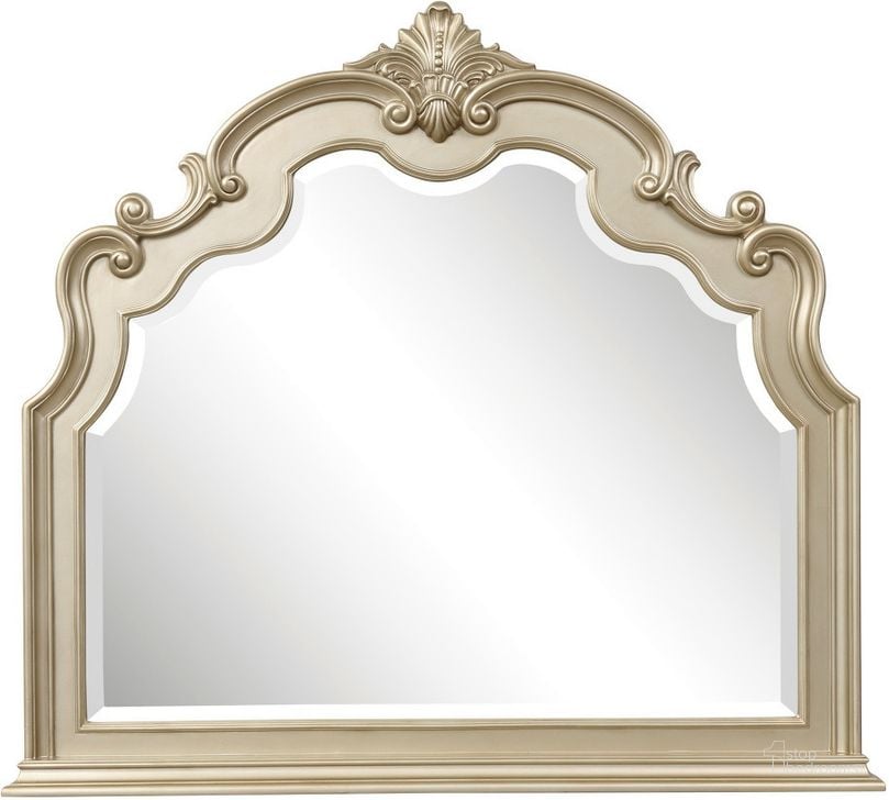 The appearance of Antoinetta Mirror (Champagne) designed by Homelegance in the traditional interior design. This champagne piece of furniture  was selected by 1StopBedrooms from Antoinetta Collection to add a touch of cosiness and style into your home. Sku: 1919NC-6. Material: Wood. Product Type: Dresser Mirror. Image1