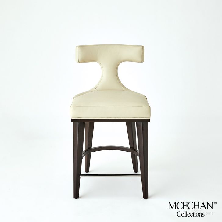 The appearance of Anvil Back Counter Stool In Ivory Leather designed by Global Views in the modern / contemporary interior design. This white piece of furniture  was selected by 1StopBedrooms from Anvil Collection to add a touch of cosiness and style into your home. Sku: MC-2518. Material: Wood. Product Type: Barstool. Image1