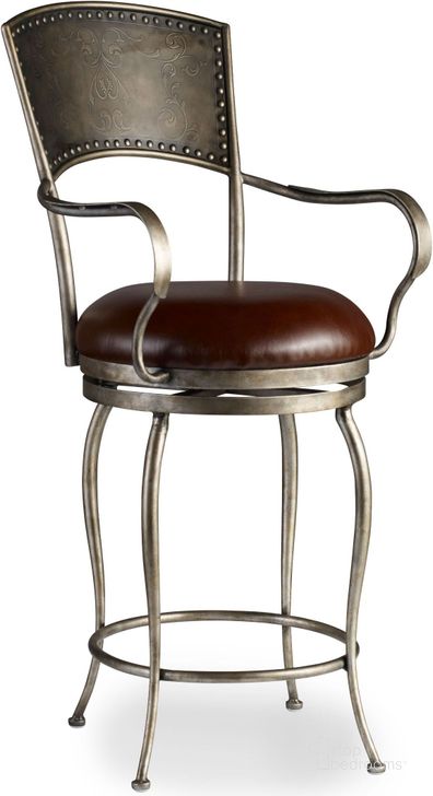 The appearance of Decorator Brown Zinfandal Barstool designed by Hooker in the traditional interior design. This brown piece of furniture  was selected by 1StopBedrooms from Decorator Collection to add a touch of cosiness and style into your home. Sku: 300-20024. Material: Leather. Product Type: Barstool.