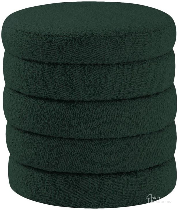 The appearance of Aphia Green Boucle Fabric Ottoman/Stool designed by Meridian in the modern / contemporary interior design. This green piece of furniture  was selected by 1StopBedrooms from Aphia Collection to add a touch of cosiness and style into your home. Sku: 153Green. Material: Fabric. Product Type: Ottoman. Image1