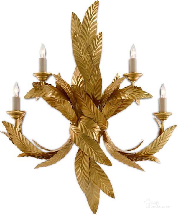 The appearance of Apollo Gold Twisted Leaf Wall Sconce designed by Currey & Company in the modern / contemporary interior design. This gold piece of furniture  was selected by 1StopBedrooms from Apollo Collection to add a touch of cosiness and style into your home. Sku: 5000-0132. Product Type: Wall Sconce. Material: Iron.