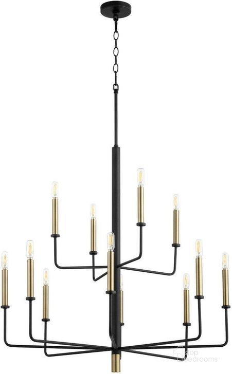 The appearance of Apollo Noir And Aged Brass Large Chandelier designed by Cyan Design in the modern / contemporary interior design. This black and gold piece of furniture  was selected by 1StopBedrooms from Apollo Collection to add a touch of cosiness and style into your home. Sku: 10968. Product Type: Chandelier. Material: Iron.