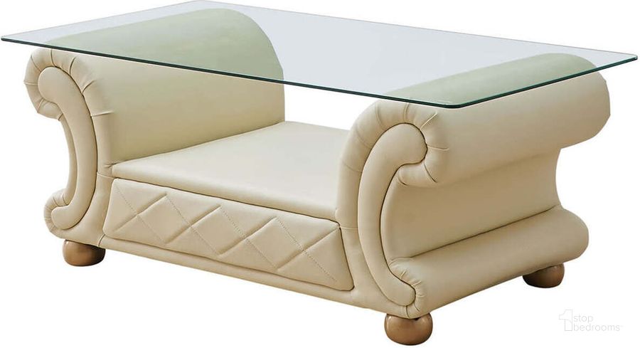 The appearance of Apolo Coffee Table (Ivory) designed by ESF in the traditional interior design. This ivory piece of furniture  was selected by 1StopBedrooms from Apolo Collection to add a touch of cosiness and style into your home. Sku: APOLOCTABLIVORY. Material: Leather. Product Type: Coffee and Cocktail Table. Image1