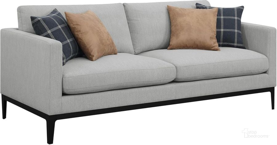 The appearance of Apperson Light Gray Sofa designed by Coaster in the transitional interior design. This gray piece of furniture  was selected by 1StopBedrooms from Apperson Collection to add a touch of cosiness and style into your home. Sku: 508681. Product Type: Sofa. Material: Plywood. Image1