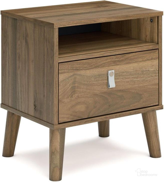 The appearance of Aprilyn Honey One Drawer Night Stand designed by Signature Design by Ashley in the modern / contemporary interior design. This honey piece of furniture  was selected by 1StopBedrooms from Aprilyn Collection to add a touch of cosiness and style into your home. Sku: EB1187-291. Product Type: Nightstand. Image1
