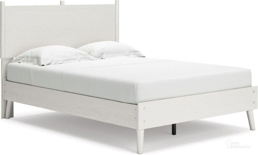 The appearance of Aprilyn White Full Platform Bed designed by Signature Design by Ashley in the modern / contemporary interior design. This white piece of furniture  was selected by 1StopBedrooms from Aprilyn Collection to add a touch of cosiness and style into your home. Sku: EB1024-156;EB1024-112. Bed Type: Platform Bed. Material: Fabric. Product Type: Platform Bed. Bed Size: Full. Image1
