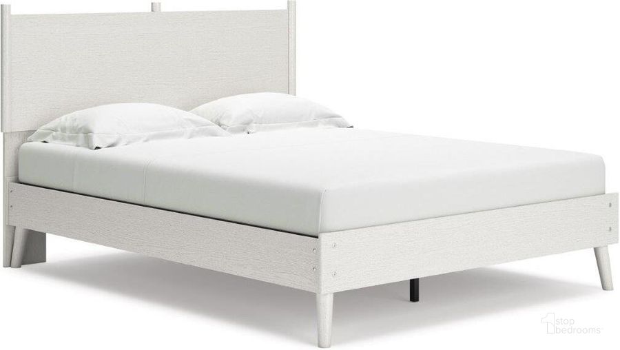The appearance of Aprilyn White Queen Platform Bed designed by Signature Design by Ashley in the modern / contemporary interior design. This white piece of furniture  was selected by 1StopBedrooms from Aprilyn Collection to add a touch of cosiness and style into your home. Sku: EB1024-157;EB1024-113. Bed Type: Platform Bed. Material: Fabric. Product Type: Platform Bed. Bed Size: Queen. Image1