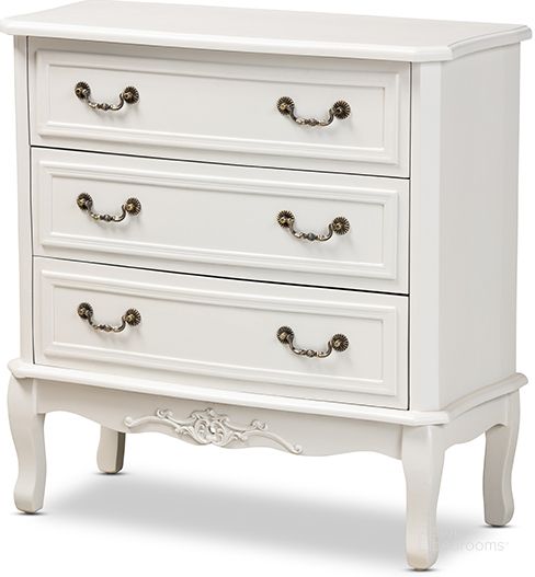 The appearance of Aquino White Dresser designed by Off 5th Home in the transitional interior design. This white piece of furniture  was selected by 1StopBedrooms from Aquino Collection to add a touch of cosiness and style into your home. Sku: ETASW-08-White-3DW-Cabinet. Product Type: Dresser. Material: MDF. Image1