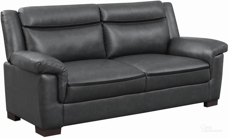 The appearance of Arabella Black Sofa designed by Coaster in the modern / contemporary interior design. This black piece of furniture  was selected by 1StopBedrooms from Arabella Collection to add a touch of cosiness and style into your home. Sku: 506591. Product Type: Sofa. Material: Vinyl. Image1