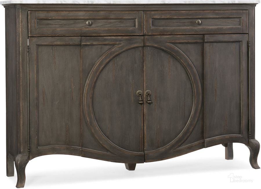 The appearance of Arabella Painted Charcoal 4 Door Credenza designed by Hooker in the traditional interior design. This brown piece of furniture  was selected by 1StopBedrooms from Arabella Collection to add a touch of cosiness and style into your home. Sku: 1610-85005-GRY. Material: Wood. Product Type: Sideboard. Image1