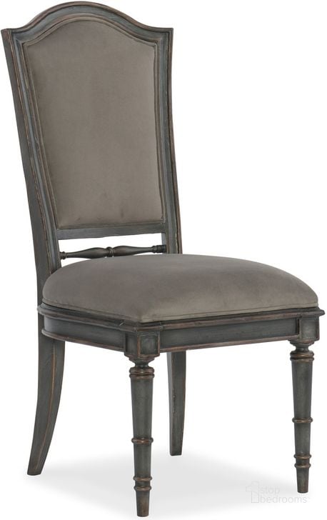 The appearance of Arabella Painted Charcoal Upholstered Back Side Chair Set of 2 designed by Hooker in the traditional interior design. This gray piece of furniture  was selected by 1StopBedrooms from Arabella Collection to add a touch of cosiness and style into your home. Sku: 1610-75410-GRY. Material: Fabric. Product Type: Side Chair. Image1