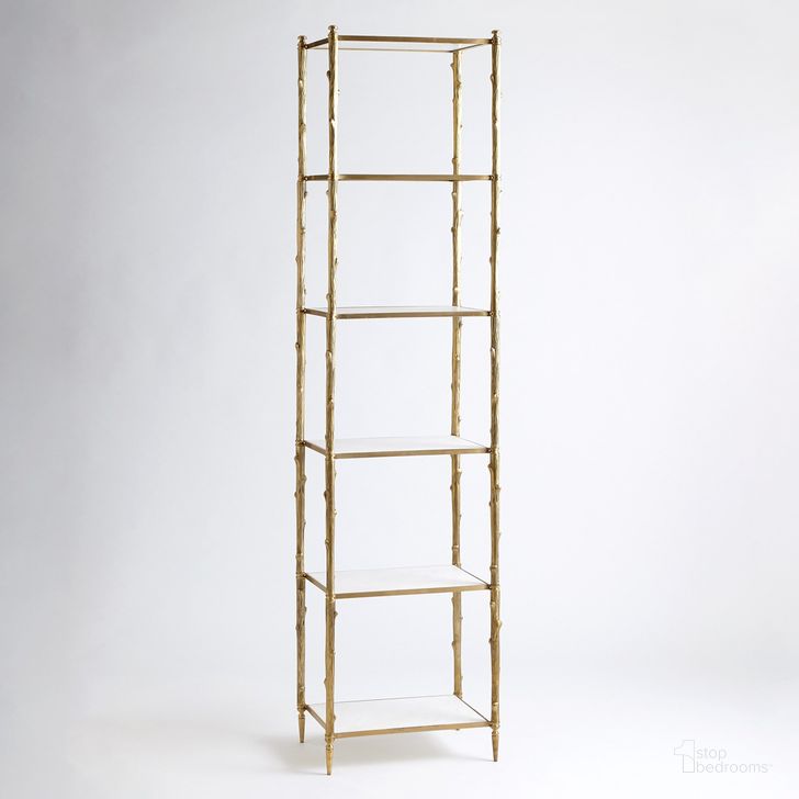 The appearance of Arbor Etagere In Brass With White Marble designed by Global Views in the modern / contemporary interior design. This brass piece of furniture  was selected by 1StopBedrooms from Arbor Collection to add a touch of cosiness and style into your home. Sku: 8.82035. Product Type: Etagere. Material: Brass. Image1
