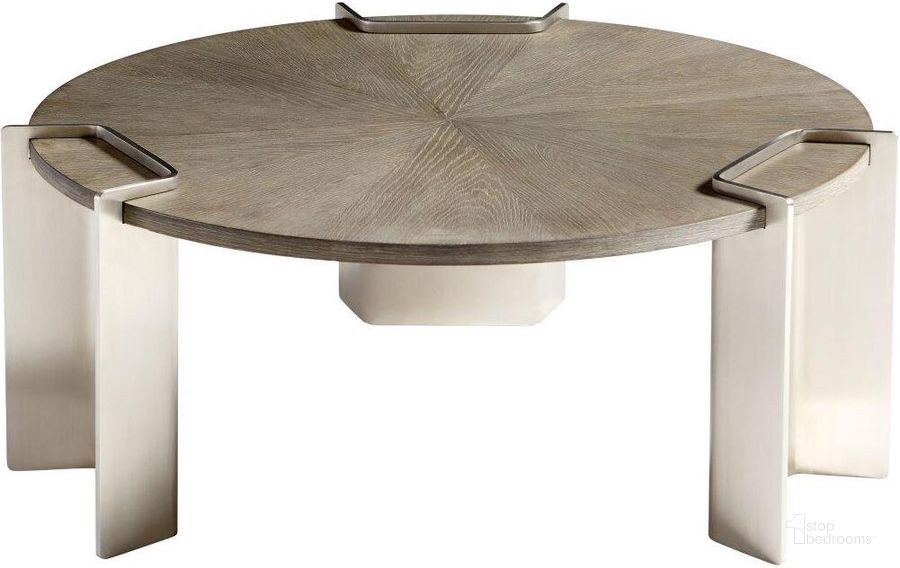 The appearance of Arca Weathered Oak And Stainless Steel Coffee Table designed by Cyan Design in the modern / contemporary interior design. This silver and grey piece of furniture  was selected by 1StopBedrooms from Arca Collection to add a touch of cosiness and style into your home. Sku: 10226. Material: Wood. Product Type: Coffee Table.