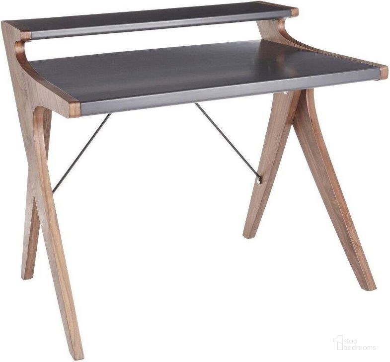 The appearance of Archer Contemporary Desk In Walnut Wood With Grey Wood Top designed by Lumisource in the modern / contemporary interior design. This walnut piece of furniture  was selected by 1StopBedrooms from Archer Collection to add a touch of cosiness and style into your home. Sku: OFD-ARCHER WLGY. Material: Wood. Product Type: Desk. Image1