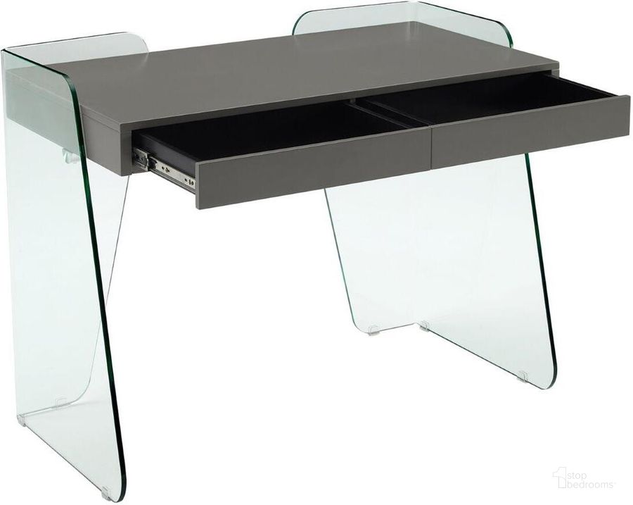 The appearance of Archie Office Desk In Gray High Gloss With Storage designed by Casabianca Home in the modern / contemporary interior design. This gray piece of furniture  was selected by 1StopBedrooms from Archie Collection to add a touch of cosiness and style into your home. Sku: CB-786GR. Product Type: Office Desk. Material: MDF. Image1