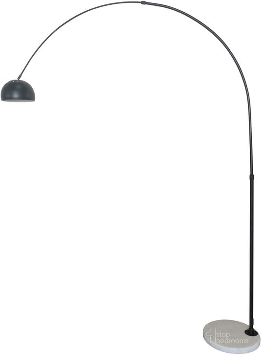 The appearance of Arco 75.6 Inch Arched Floor Lamp In Black designed by LeisureMod in the transitional interior design. This black piece of furniture  was selected by 1StopBedrooms from Arco Collection to add a touch of cosiness and style into your home. Sku: ALWH-BL-13BL. Material: Marble. Product Type: Floor Lamp. Image1