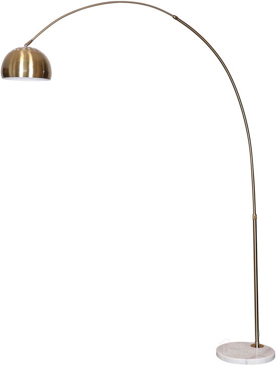 The appearance of Arco 75.6 Inch Arched Floor Lamp In Gold designed by LeisureMod in the transitional interior design. This gold piece of furniture  was selected by 1StopBedrooms from Arco Collection to add a touch of cosiness and style into your home. Sku: ALWH-BGG-13GG. Material: Marble. Product Type: Floor Lamp. Image1