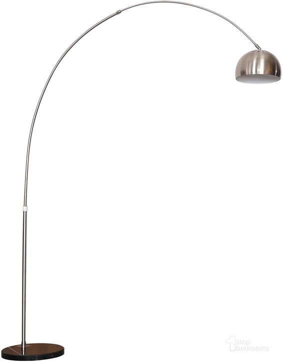 The appearance of Arco 75.6 Inch Arched Floor Lamp In Silver designed by LeisureMod in the transitional interior design. This silver piece of furniture  was selected by 1StopBedrooms from Arco Collection to add a touch of cosiness and style into your home. Sku: ALBL-SL-13SL. Material: Marble. Product Type: Floor Lamp. Image1