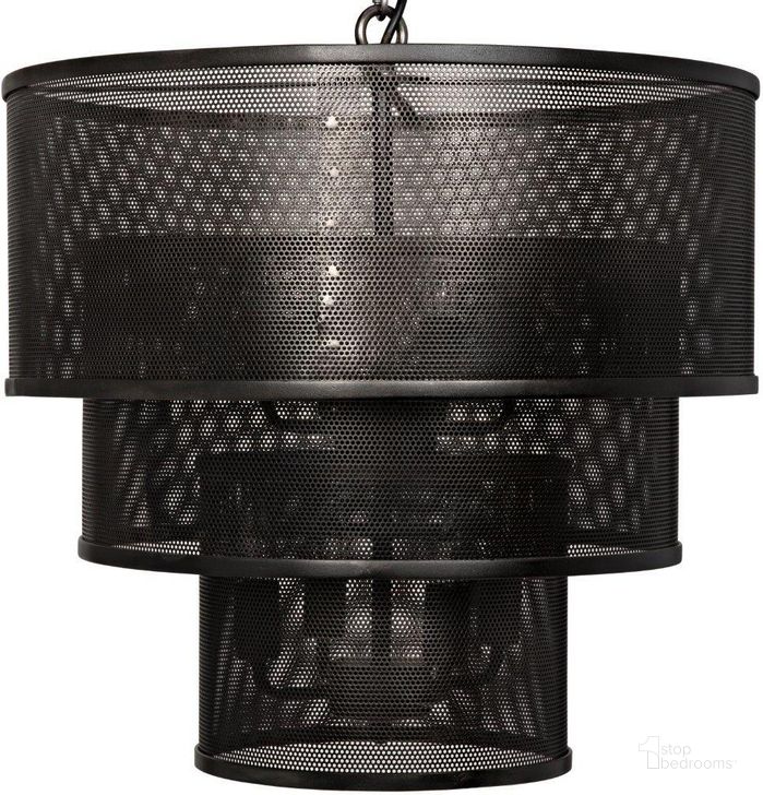The appearance of Arena Pendant In Black Steel designed by Noir in the transitional interior design. This matte black piece of furniture  was selected by 1StopBedrooms from Arena Collection to add a touch of cosiness and style into your home. Sku: LAMP646MTB. Material: Steel. Product Type: Pendant Lighting. Image1