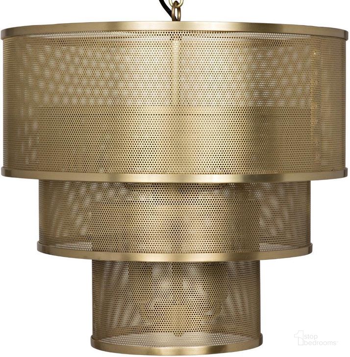 The appearance of Arena Pendant In Metal With Brass Finish designed by Noir in the transitional interior design. This antique brass piece of furniture  was selected by 1StopBedrooms from Arena Collection to add a touch of cosiness and style into your home. Sku: LAMP646MB. Material: Steel. Product Type: Pendant Lighting. Image1