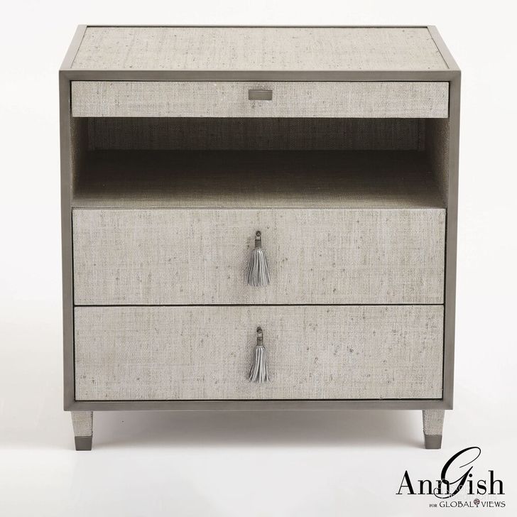 The appearance of Argento Bedside Chest In Gray designed by Global Views in the modern / contemporary interior design. This gray piece of furniture  was selected by 1StopBedrooms from Argento Collection to add a touch of cosiness and style into your home. Sku: AG2.20009. Material: Steel. Product Type: Chest. Image1