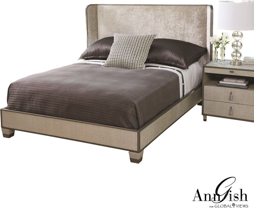 The appearance of Argento King Bed In Gray designed by Global Views in the modern / contemporary interior design. This gray piece of furniture  was selected by 1StopBedrooms from Argento Collection to add a touch of cosiness and style into your home. Sku: AG2.20006. Bed Type: Panel Bed. Material: Steel. Product Type: Panel Bed. Bed Size: King. Image1