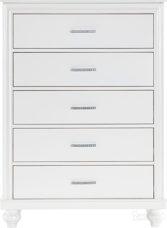 The appearance of Aria Bedroom Chest In White designed by Homelegance in the glam interior design. This white piece of furniture  was selected by 1StopBedrooms from Aria Collection to add a touch of cosiness and style into your home. Sku: 1436W-9. Product Type: Chest. Image1