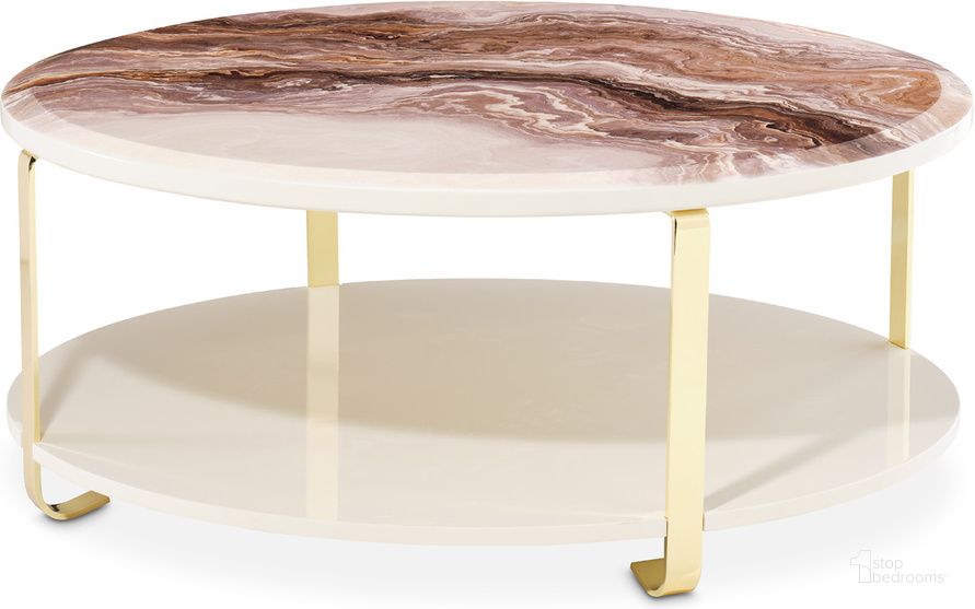 The appearance of Ariana Cocktail Table In Gold designed by AICO in the transitional interior design. This gold piece of furniture  was selected by 1StopBedrooms from Ariana Collection to add a touch of cosiness and style into your home. Sku: LFR-ARNA201-806. Product Type: Cocktail Table. Material: MDF. Image1