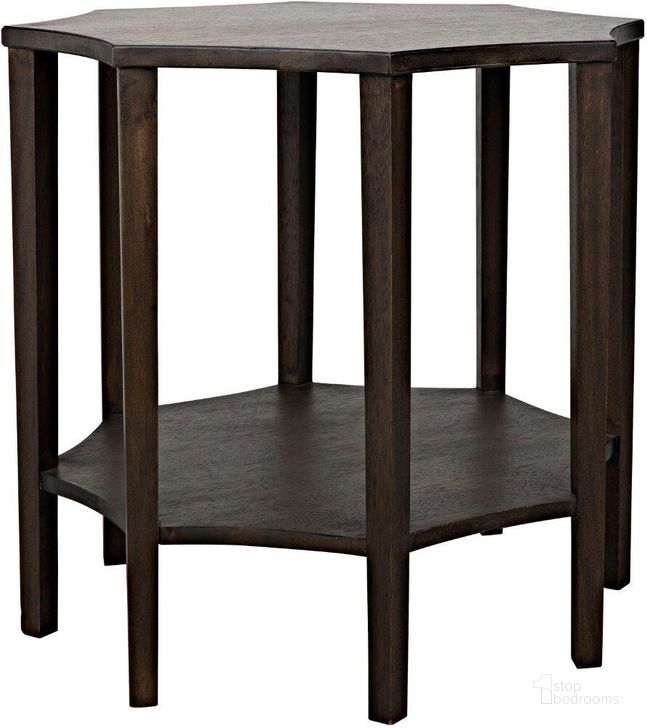 The appearance of Ariana Side Table In Ebony Walnut designed by Noir in the transitional interior design. This walnut piece of furniture  was selected by 1StopBedrooms from Ariana Collection to add a touch of cosiness and style into your home. Sku: GTAB335EB. Product Type: Side Table. Material: Wood Veneer. Image1