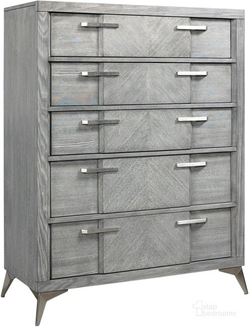 The appearance of Aries 5 Drawer Chest designed by Bernards in the  interior design. This gray piece of furniture  was selected by 1StopBedrooms from Aries Collection to add a touch of cosiness and style into your home. Sku: 211-150. Product Type: Chest. Material: Wood Veneer. Image1