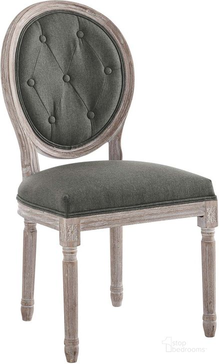 The appearance of Arise Vintage French Upholstered Fabric Dining Side Chair EEI-4664-NAT-GRY designed by Modway in the modern / contemporary interior design. This natural gray piece of furniture  was selected by 1StopBedrooms from Arise Collection to add a touch of cosiness and style into your home. Sku: EEI-4664-NAT-GRY. Product Type: Dining Chair. Material: Rubberwood. Image1