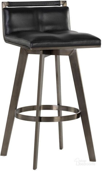 The appearance of Arizona Swivel Barstool - Castillo Black designed by Sunpan in the modern / contemporary interior design. This black piece of furniture  was selected by 1StopBedrooms from Arizona Collection to add a touch of cosiness and style into your home. Sku: 106559. Material: Faux Leather. Product Type: Barstool. Image1