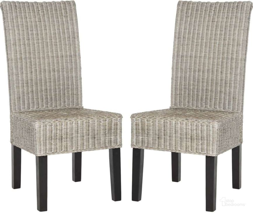 The appearance of Arjun Antique Gray Wicker Dining Chair designed by Safavieh in the traditional interior design. This antique grey piece of furniture  was selected by 1StopBedrooms from Arjun Collection to add a touch of cosiness and style into your home. Sku: SEA8013B-SET2. Product Type: Dining Chair. Material: Rattan. Image1