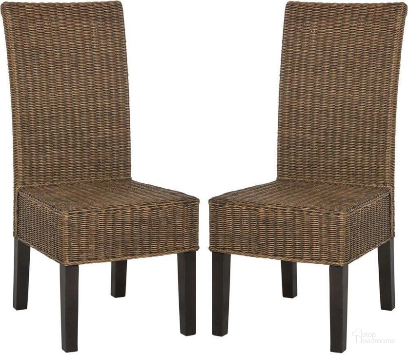 The appearance of Arjun Brown Wicker Dining Chair designed by Safavieh in the modern / contemporary interior design. This brown piece of furniture  was selected by 1StopBedrooms from Arjun Collection to add a touch of cosiness and style into your home. Sku: SEA8013C-SET2. Product Type: Dining Chair. Material: Rattan. Image1