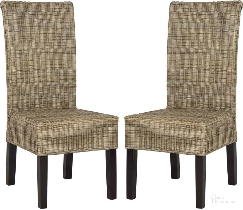 The appearance of Arjun Gray Wicker Dining Chair designed by Safavieh in the traditional interior design. This grey piece of furniture  was selected by 1StopBedrooms from Arjun Collection to add a touch of cosiness and style into your home. Sku: SEA8013A-SET2. Product Type: Dining Chair. Material: Rattan. Image1