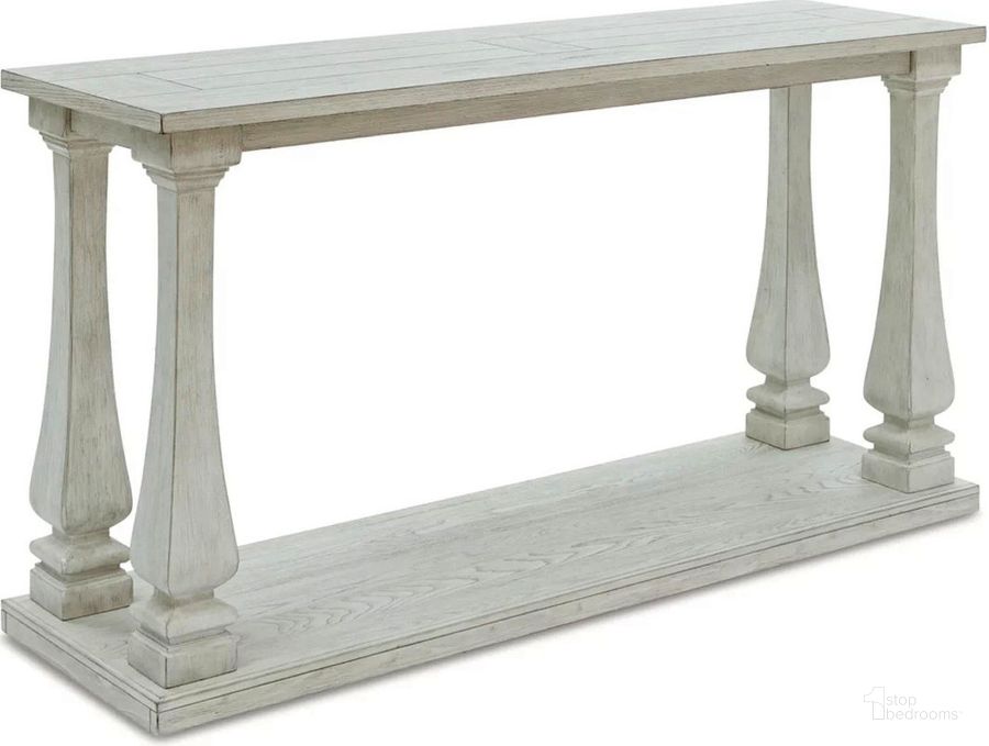 The appearance of Arlendyne Antique White Sofa Table designed by Signature Design by Ashley in the traditional interior design. This antique white piece of furniture  was selected by 1StopBedrooms from Arlendyne Collection to add a touch of cosiness and style into your home. Sku: T747-4. Material: Wood. Product Type: Sofa Table. Image1