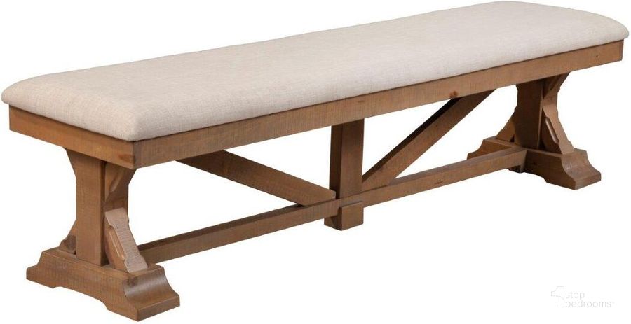 The appearance of Arlo Bench In Natural designed by Alpine in the country / farmhouse interior design. This natural piece of furniture  was selected by 1StopBedrooms from Arlo Collection to add a touch of cosiness and style into your home. Sku: 4202-03. Product Type: Bench. Material: Solid Pine. Image1