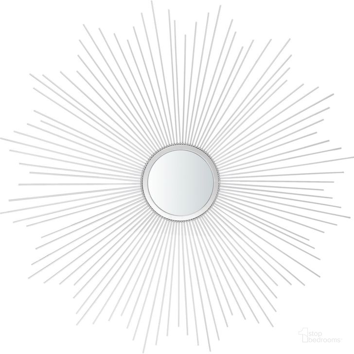 The appearance of Arlo Silver Sunburst Mirror designed by Safavieh in the modern / contemporary interior design. This silver piece of furniture  was selected by 1StopBedrooms from Arlo Collection to add a touch of cosiness and style into your home. Sku: MRR1032C. Product Type: Mirror. Material: Iron. Image1