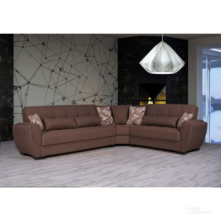 The appearance of Armada Air Upholstered Convertible Sectional with Storage In Brown AIR-SEC-112 designed by Casamode in the modern / contemporary interior design. This brown piece of furniture  was selected by 1StopBedrooms from Armada Air Collection to add a touch of cosiness and style into your home. Sku: AIR-SEC-112. Product Type: Sectional. Material: Chenille. Layout: L-Shape. Image1