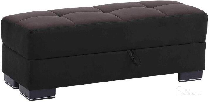 The appearance of Armada Air Upholstered Ottoman with Storage In Black designed by Casamode in the modern / contemporary interior design. This matte black piece of furniture  was selected by 1StopBedrooms from Armada Air Collection to add a touch of cosiness and style into your home. Sku: AIR-O-103. Material: Microfiber. Product Type: Ottoman. Image1